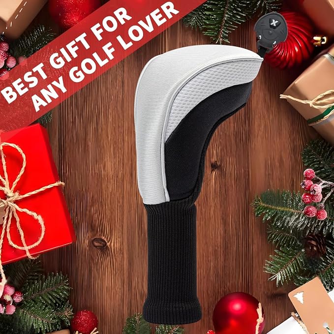 Golf Club Head Covers for Woods 3/4/5/6 Pieces Long Neck Mesh Sports Golf Club Headcovers Set with Interchangeable No. Tags 3 4 5 6 7 X Golf Accessories for Men Women