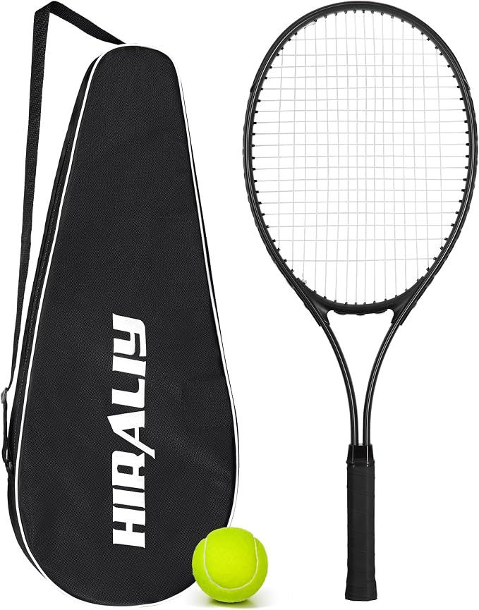HIRALIY Tennis Rackets 2 Pack for Adults Beginners - 27 Inch Lightweight Aluminum Tennis Racquet Set with 3 Balls & Carry Bag - Vibration Dampening & Large Sweet Spot for Men Women Couples