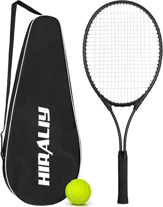 HIRALIY Tennis Rackets 2 Pack for Adults Beginners - 27 Inch Lightweight Aluminum Tennis Racquet Set with 3 Balls & Carry Bag - Vibration Dampening & Large Sweet Spot for Men Women Couples