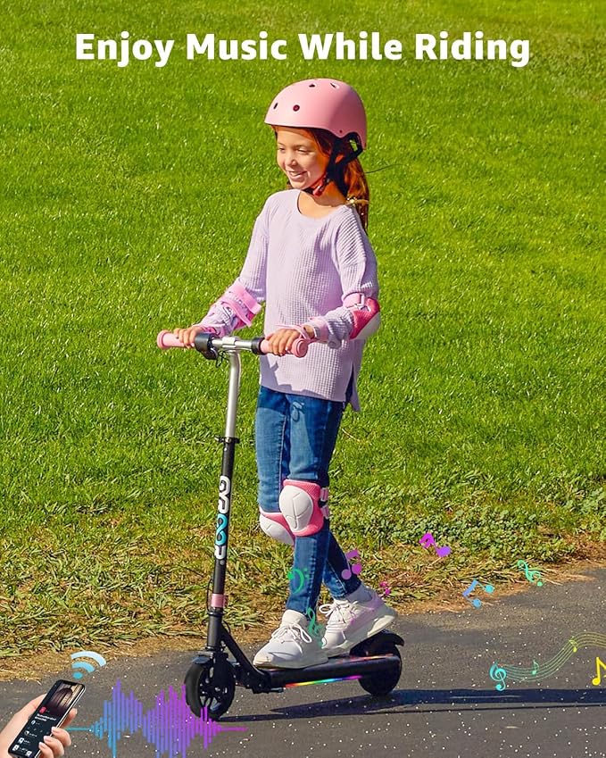 Gyroor H30 Max Electric Scooter for Kids Ages 6-12, 150W Powerful Motor, Bluetooth Music, Dual Brake System, Adjustable Height and Speed, Best Gifts for Kids