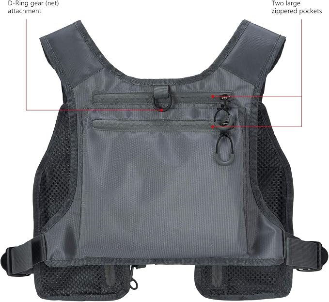 BASSDASH FV08 Ultra Lightweight Fly Fishing Vest for Men and Women Portable Chest Pack