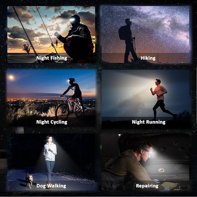 LED Headlamp Rechargeable with Motion Sensor USB Head Lamp with 230°Beam 5 Modes 350 Lumen Ultra Bright Head light Lightweight Bright Waterproof Flashlight for Outdoor Camping Hiking Running 2 Pack