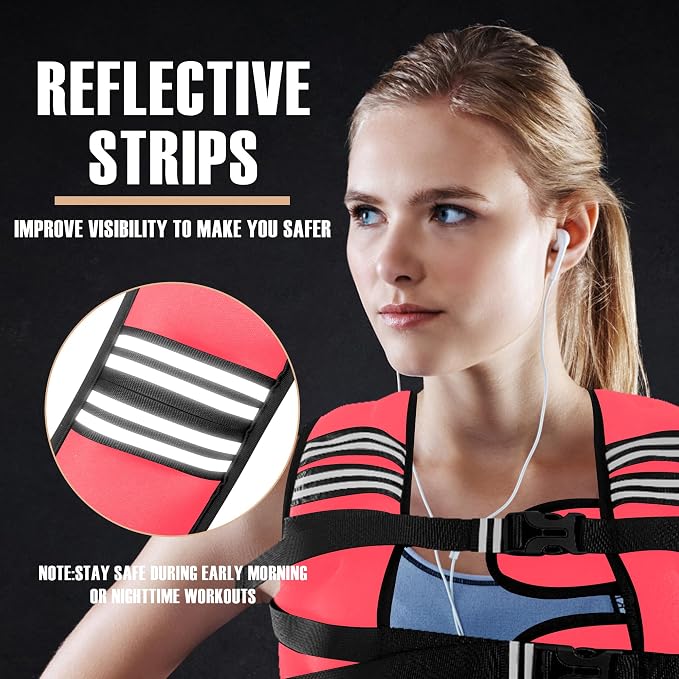 NATURELUX Weighted Vest Men or Women - 5/10/15/20/25/30lbs Weights with Reflective Stripe, Weighted Vest for Workout Equipment for Strength Training Running - Walking Weight Loss