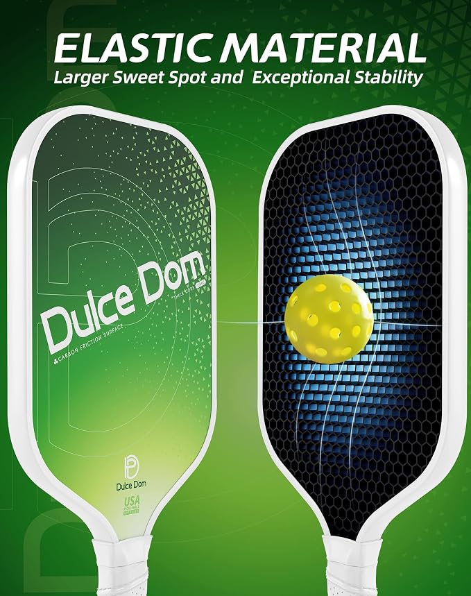 Dulce DOM Pickleball Paddles Set of 2/4 - USAPA Approved, 4 Indoor Outdoor Pickleball Balls, Fiberglass Surface Paddle Racket with Cover Bag, Ideal Training Equipment Gift for Men & Women