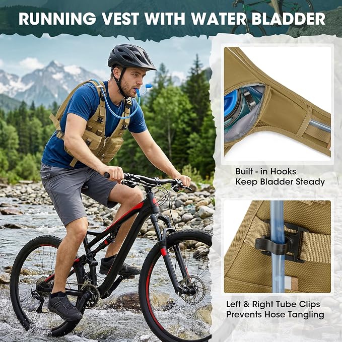 RAINSMORE Hydration Backpack with 2L Water Bladder, Lightweight Running Vest for Men Women, Adjustable Water Chest Pack for Hiking, Cycling, Marathon