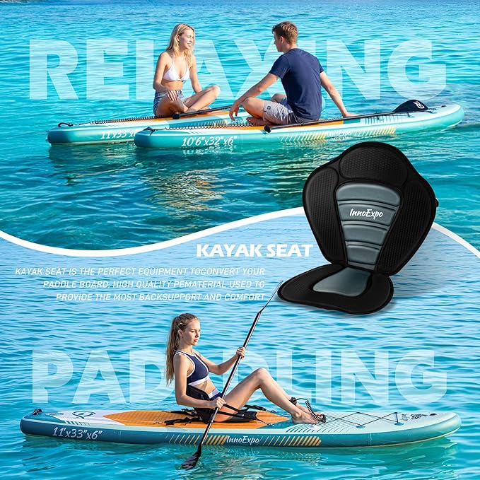InnoExpo Inflatable Stand Up Paddle Boards with Premium Accessories, Wide Stable SUP Paddle Board Design, Non-Slip Comfort Deck for Youth & Adults