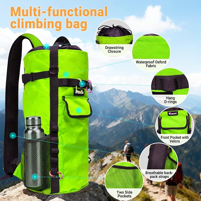 Climbing Rope Bag,Large Capacity Arborist Tree Rope Storage Bag,Waterproof Outdoor Rock Climbing Gear Bag