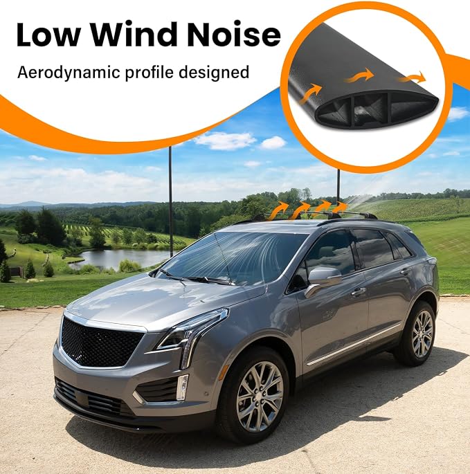 300lbs Lockable Roof Rack Cross Bars Compatible with Cadillac XT5 2017 2018 2019 2020 2021 2022 2023 2024 2025 2026, Aluminum Roof Crossbar for Rooftop Cargo Carrier Kayak Bike Snowboard