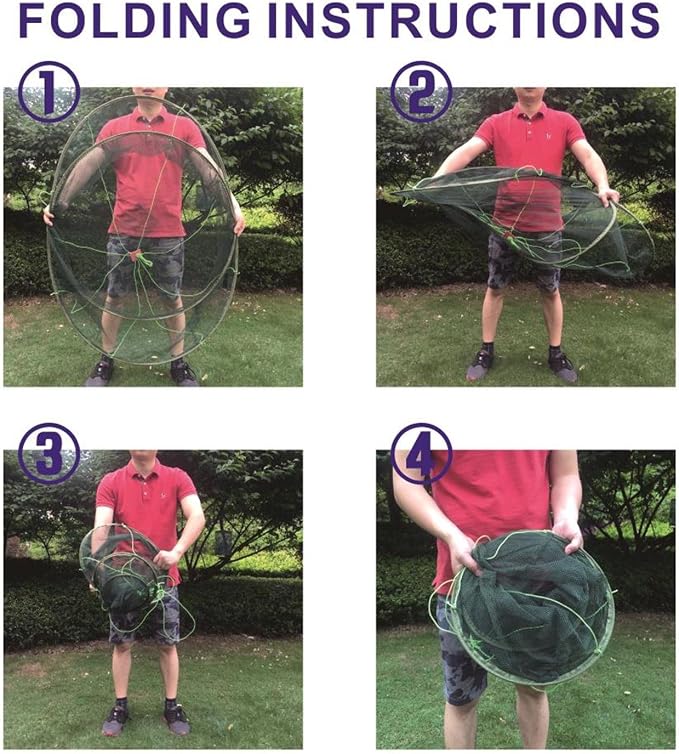 Foldable Fish Catching Net, Hand Cast Cage for Shrimp and Crab