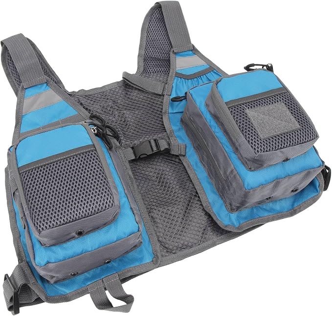 Fly Fishing Vest, Multi Pockets Lightweight Mesh Vest with Adjustable Straps for Men and Women, Breathable Fishing Gear for Trout Travel