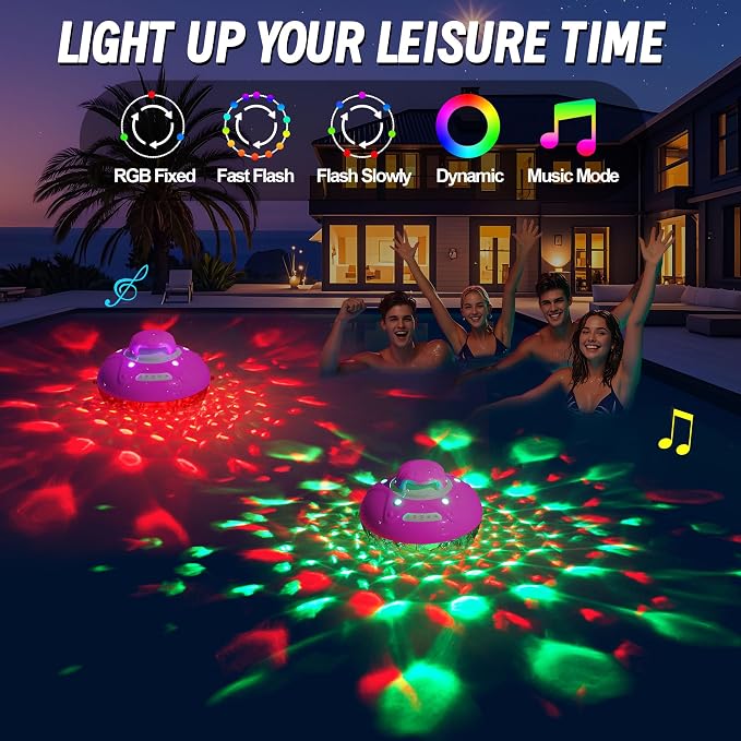 KingSom 3 in 1 Bluetooth Pool Speaker with Pool Fountain Light, Floating Pool Speaker for Pool, IP68 Waterproof Hot Tub Speakers, Loud Sound, BT5.4,24H Playtime Pool Water Fountain,Purple