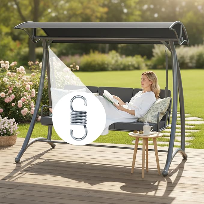 Spring Hook for Patio Swing 990lbs Capacity Hammock Swing Accessories 4.52 Inch Galvanized Extended Hooks 2pcs (Swing Spring)
