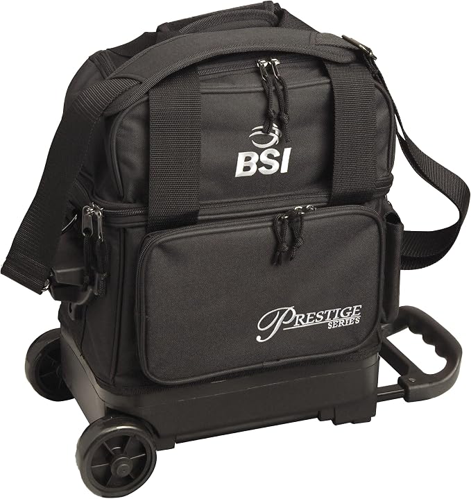 BSI Dash Roller Bowling Bag with Smooth Rolling Wheels, Padded Ball Compartment, Retractable Locking Handle, & Shoe Pocket
