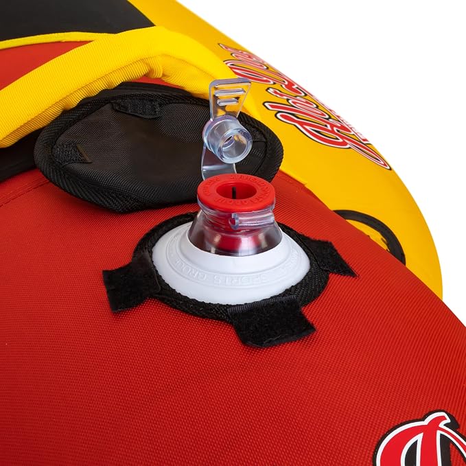 Airhead Hot Dog Towable Tube for Boating, 1-5 Rider Inflatable Boat Tube for Water Tubing, Full Nylon Cover, EVA Padding, Foam Padded Handles w/Neoprene Knuckle Guard, Speed Safety Valve