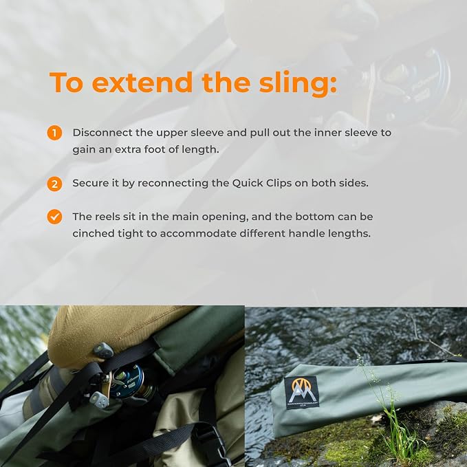 VIAM Outdoors Fishing Rod Sling: Bait & Fly Fishing Pole Case Made with Durable 500D Cordura Fabric, Water Resistant & Tough, Protect & Carry Multiple Rods, Fishing Accessories