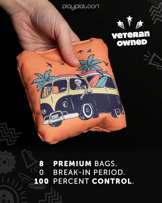 Play Platoon Pro Cornhole Bags Set of 8 - Professional Dual Sided Slick and Sticky Side Competition Corn Hole Bags - Tournament Series
