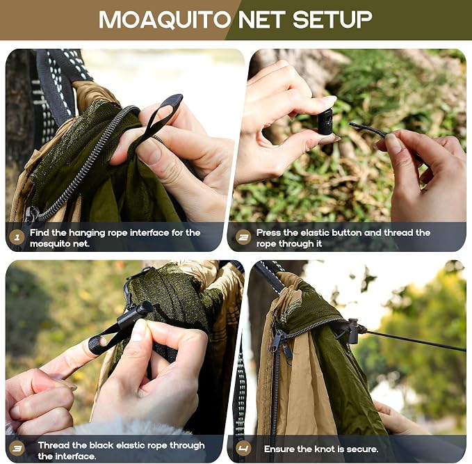 Camping Hammock Mosquito Net,Double & Single Portable Hammocks Hammocks with 2 Tree Straps,Hammock Tent for Travel Camping,Camping Accessories for Indoor Outdoor Hiking Backpacking Backyard Beach