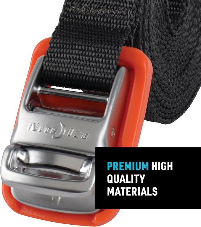 Nite Ize CamJam Tie Down Strap - Tie Down Ratchet Straps - Straps for Trucks & Cars - Tie Downs for Luggage & Gear - 12 ft Strap, Orange (Pack of 2)