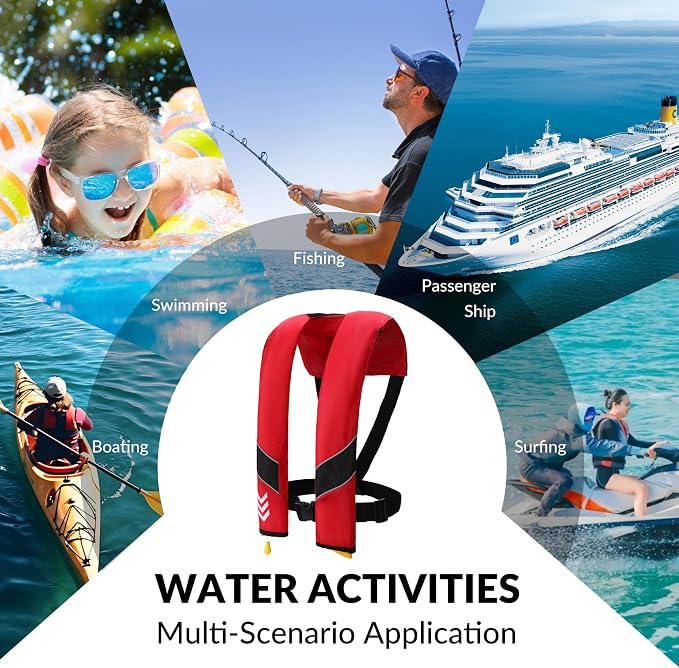 Automatic Inflatable Life Jackets for Adults Life Vests PFD Low Profile Load Capacity Up to 330lbs
