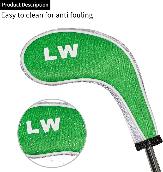 Golf Club 12pcs Thick Synthetic Zipper Long Neck Set Headcover Fit The Most Brands, Side Number Golf Iron Club Head Cover LW SW PW Covers #3,4,5,6,7,8,9