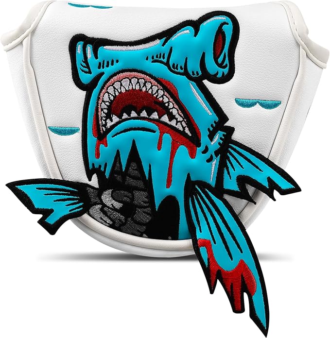Big Crazy Golf Head Covers, Golf Club Covers Funny, Driver Headcovers, Golf Club Covers, Fairway Woods Head Covers, Hybrids Headcover, Putter Cover with Soft Lining for Golf Gift Hammerhead Sharks