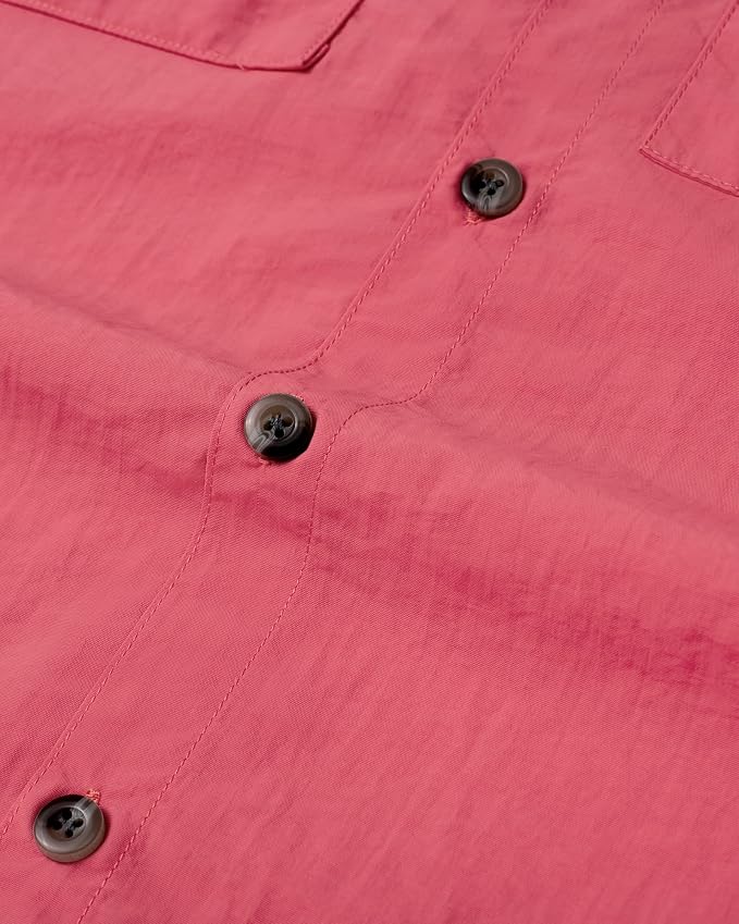 Alimens & Gentle Short Sleeve Fishing Shirt Wicking Fabric Sun Protection Casual Button Down Shirts