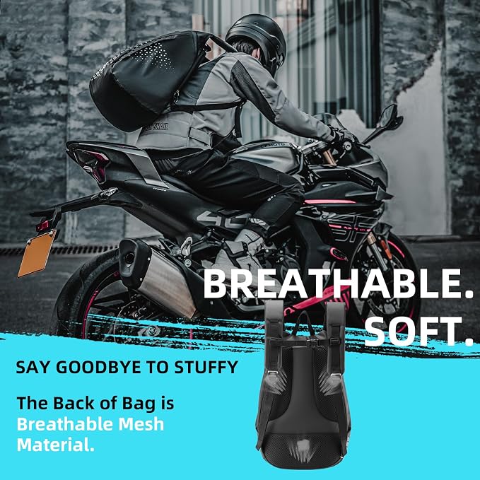 ROCKBROS Motorcycle Helmet Backpack, 14.5L Large Capacity Helmet Bags with Reflective Symbol, Waterproof Storage Bag Luggage Bag