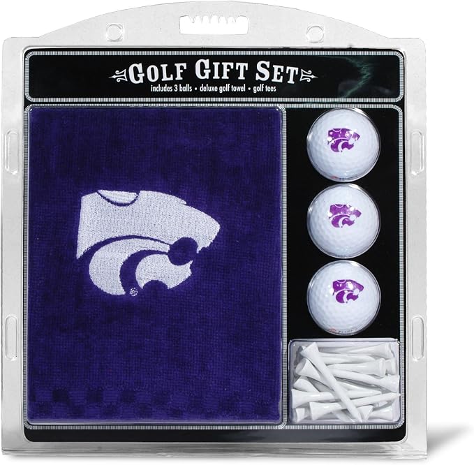 Team Golf NCAA Gift Set Embroidered Golf Towel, 3 Golf Balls, and 14 Golf Tees 2-3/4" Regulation, Tri-Fold Towel 16" x 22" & 100% Cotton