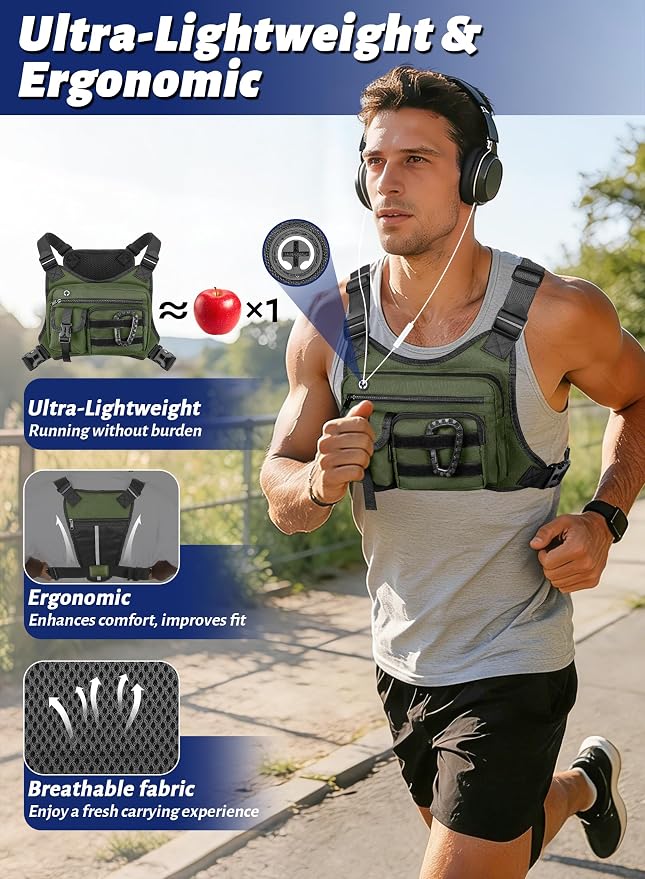 Chest Bag for Men Women, Lightweight Utility Running Chest Pack for Sports with Phone Holder for Sports Workout Jog