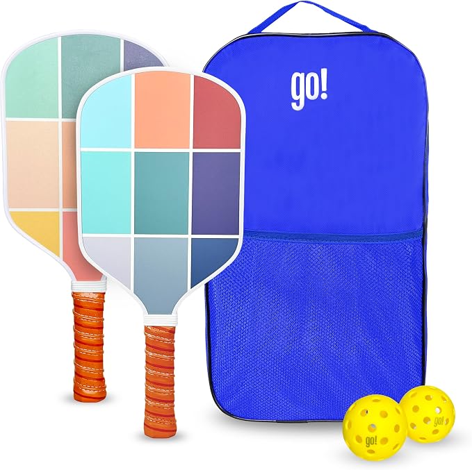 Pickleball Paddle Single and Set – USAPA Approved Lightweight Paddles, Fiberglass Surface, 13mm Honeycomb Core, Outdoor Balls & Carry Bag