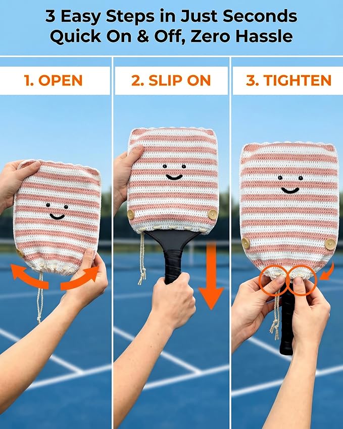 Crochet Pickleball Paddle Cover Gift - Handmade Case for Women&Men - Cute Accessories with Prensent Bag - Ready to Wrap for Players, Friends & Family, Thoughtful Holiday Crochet Set