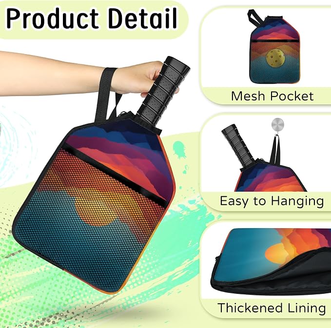 Stripe Design Pickleball Paddle Cover - Protective Polyester Sleeve for Paddles