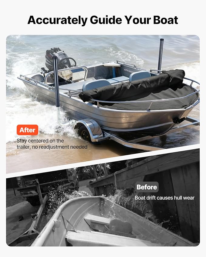 VEVOR Boat Trailer Guide, 16.7"- 60″ Adjustable Design Trailer Guide Poles, 2PCS Trailer Guide-Ons for Ski Boat, Fishing Boat or Sailboat Trailer