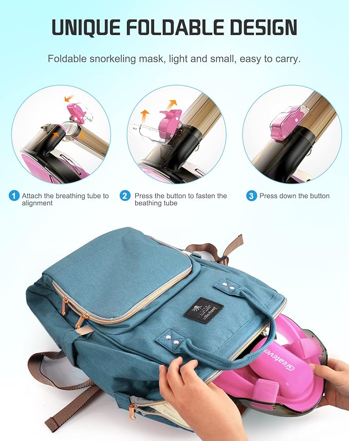 Greatever Full Face Snorkel Mask, Snorkeling Gear for Adults with Latest Dry Top Breathing System and Detachable Camera Mount, Foldable Snorkel Set for Family Snorkeling Trips, Anti-Fog & Anti-Leak