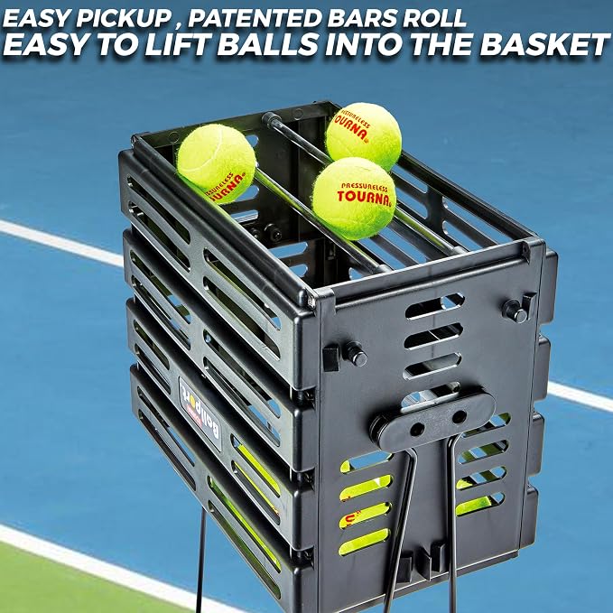 Tourna Ballport Tennis Ball Hopper Holds 80 Balls Durable and Lightweight – Red