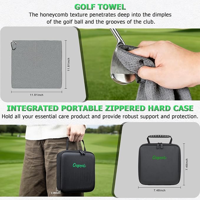 Pro Golf Club Care Kit with Golf Club Cleaner,Polish,Brush,Grip Cleaner,Golf Club Cleaning Kit Golf Accessories for Men, Golf Gifts for Golfers