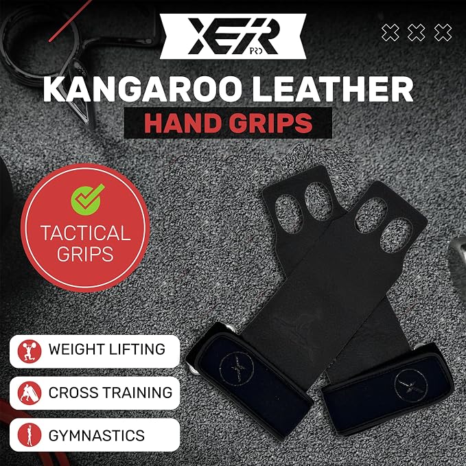 X-GRIPP: Kangaroo Leather Hand Grips for Weight Lifting, and Cross Training - Gymnastics, Grips for Men and Women for Muscle and Pull ups - Tactical Grips