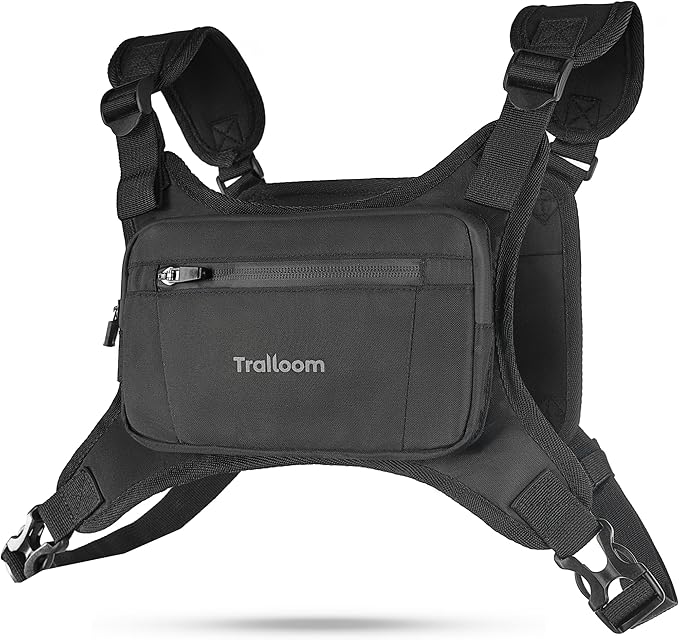 Trailoom Running Chest Pack, Reflective Vest, Water Repellent, Phone Holder, Workout Bag for Runners, Cycling, Biking, EDC Pouch, Jogging Carrier, Hidden Pocket, Men & Women, Lightweight