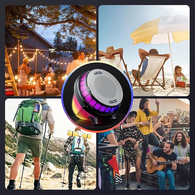 Floating Speaker for Pool, IPX7 Waterproof Floating Hot Tub Speaker with Colorful Lights, 15W Stereo Loud Sound, TWS, Portable, Wireless Must Have Gifts for Shower, Spa, Beach