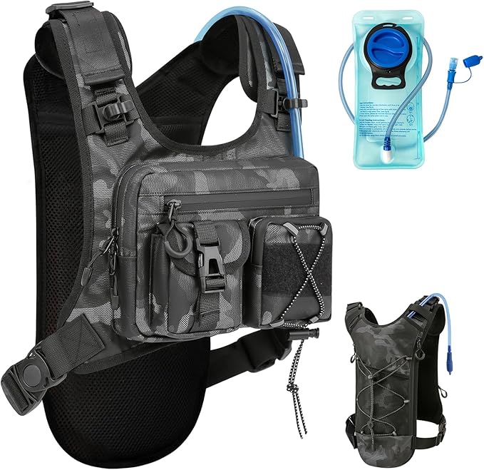 Criuage USA Patent Running Hydration Vest Backpack, Lightweight Chest Pack with 2.0L Water Bladder Bag Daypack for Hiking Running Cycling Race Marathon for Women Men