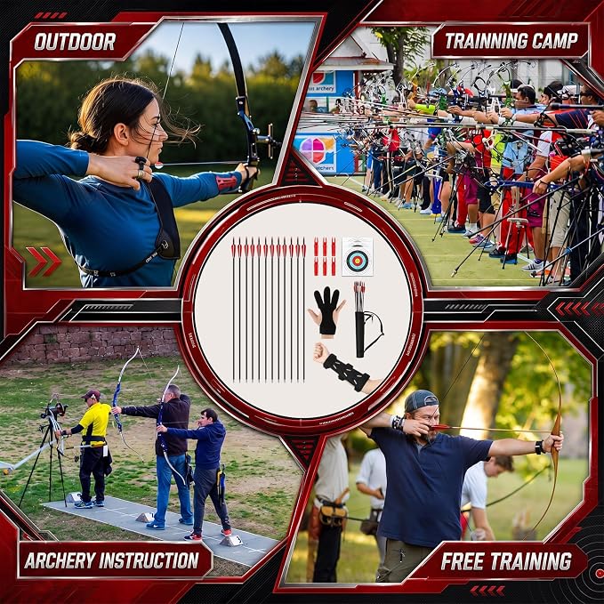 Silipull 24 Pcs Archery Practice Kit 12 Pcs 31" Carbon Arrows for Compound Recurve Bow Spine 500 Hunting Train Arrows with 6 Nocks, Quiver, Arm Guard, Finger Glove, Targets for Beginner Adult