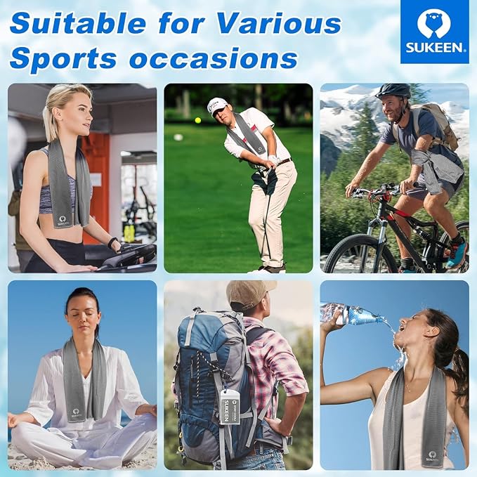 Sukeen Cooling Towels for Neck and Face(40"x12"), Cool Towels for Neck, Cooling Towels for Hot Weather, Sweat Towel for Gym, Workout, Sports, Multi Colors 20 Pack