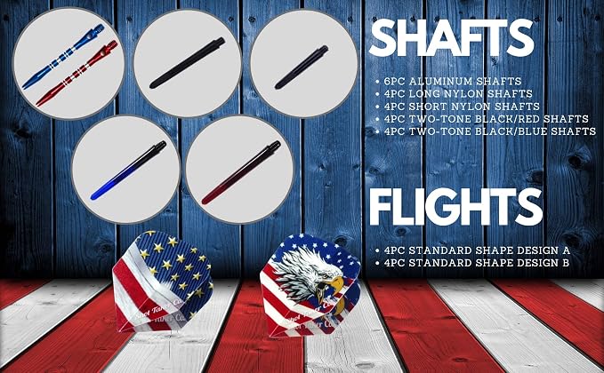 Steel Tip Darts Set - Professional Darts Steel Tip for Dartboard - Includes Brass Barrels + Plastic & Aluminum Shafts + Rubber O'Rings + Flights + Darts Sharpener + Wrench