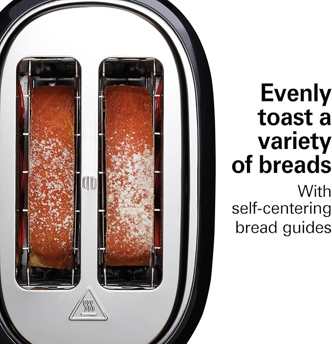 Hamilton Beach 2 Slice Extra Wide Slot Toaster with Bagel & Defrost Settings, Shade Selector with 7 Browning Levels, Toast Boost, Auto Shutoff, Black & Stainless Steel (22633)