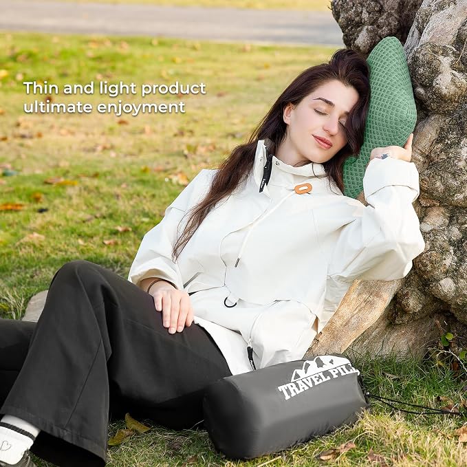 Travel Pillow Memory Foam Pillows, Blue M Size, Green M Size, Ideal Backpacking Hiking, Bed Pillows, Airplane and Car