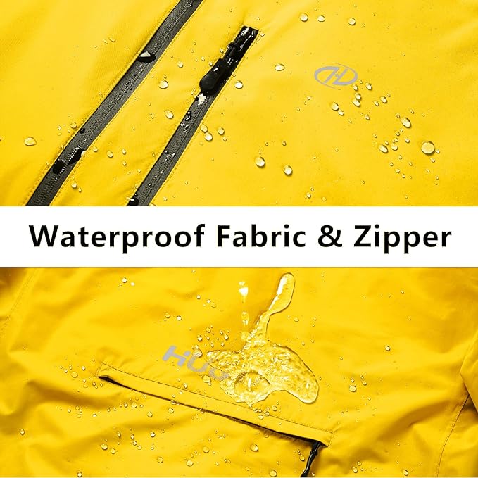 Hugut Men's Cycling Running Rain Jacket Lightweight Waterproof Biking Hiking Windbreaker Raincoat Reflective Packable