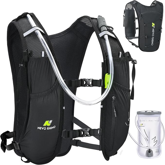N NEVO RHINO 5.5L Running Vest for Women Men, Lightweight Hydration Vest with 1.5L Water Bladder, Breathable Water Backpack for Hiking Marathon Running