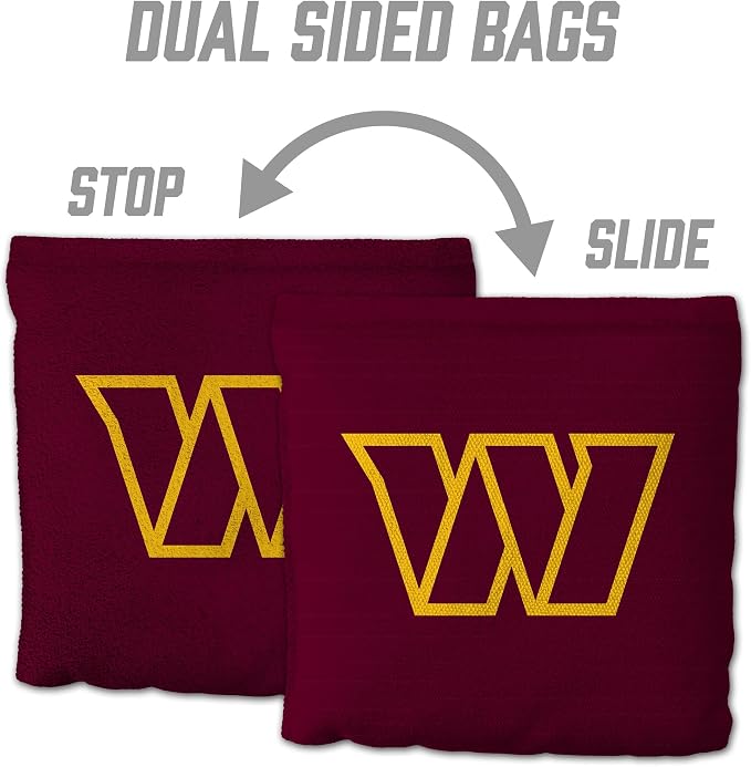 YouTheFan Officially-licensed NFL Set of 8 Cornhole Bags - All Weather Dual Sided Slide & Stop - regulation size