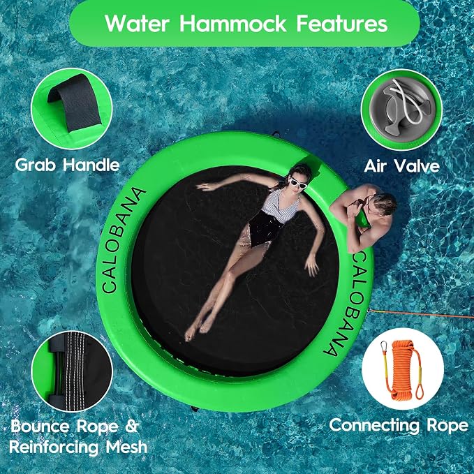 CALOBANA Round Floating Ring Inflatable Water Hammock Heavy Duty River Floats Lake Raft for Adults Tanning Pool Lounger Float Island Platform Pad Mat for Party
