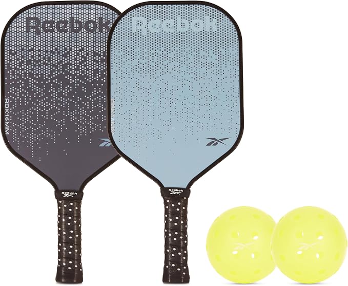 Reebok - Pickleball Set for 2 Players, Includes 2 Paddles with Cushion Grip and 2 Light-Up Balls, Perfect for Night Play, Durable, Engineered for Sports Enthusiasts